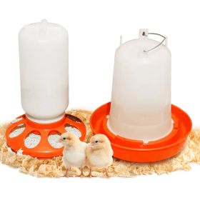 Chicken Feeder Waterer Set 1.5L Hanging Chick Waterer 2.2LBS Height Adjustable Chicken Feeder Poultry Feed Container Kit For Chick Hen Goose Duck