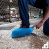 Disposable Shoe Covers 16" x 6". Pack of 100 Blue Boot Covering. Polyethylene Shoe Booties. Waterproof Shoes Protectors. 50 Pairs of Thick Covers for