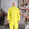 Disposable Hazmat Suits Medium. Pack of 5 Yellow Disposable Coveralls. 82 gsm Polyethylene Polypropylene Protective Suits. Painters Suit with Open Cut