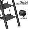 DATION 3 Step Ladder;  Retractable Handgrip Folding Step Stool with Anti-Slip Wide Pedal;  Aluminum Stool Ladders 3 Steps;  300lbs Safety Household La