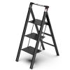DATION 3 Step Ladder;  Retractable Handgrip Folding Step Stool with Anti-Slip Wide Pedal;  Aluminum Stool Ladders 3 Steps;  300lbs Safety Household La