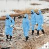 Disposable Coveralls for Men, Women, Pack of 5 Small Blue Hazmat Suits Disposable, SMS 50 gsm Hazmat Suit Costume with Hood, Elastic Wrists, Ankles, Z