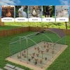 Large Metal Chicken Coop with Run, 19.7x9.8x6.6ft, Walkin Poultry Cage for Yard with Waterproof Cover, Dome Roof Large Poultry Cage for Hen House, Duc