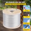 VEVOR Stainless Steel Cable Railing 3/16"x 250ft, Wire Rope 304 Marine Grade, Braided Aircraft Cable 7x19 Strands Construction for Deck Rail Balusters