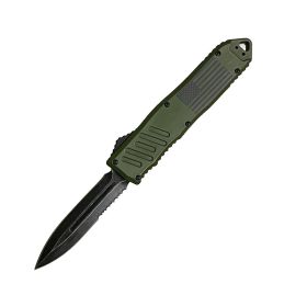 5.5" Automatic OTF Knife w/ Half Serrated Dagger Blade (Color: green)