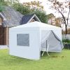 Outdoor 10x 10Ft Pop Up Gazebo Canopy Tent with Removable Sidewall with Zipper,2pcs Sidewall with Mosquito Netting,with 4pcs Weight sand bag,with Carr