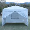 Outdoor 10x 10Ft Pop Up Gazebo Canopy Tent with Removable Sidewall with Zipper,2pcs Sidewall with Mosquito Netting,with 4pcs Weight sand bag,with Carr